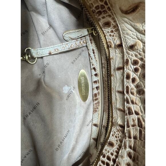 Brahmin Crocodile embossed Large shoulder women bag and wallet champagne. - Picture 7 of 12